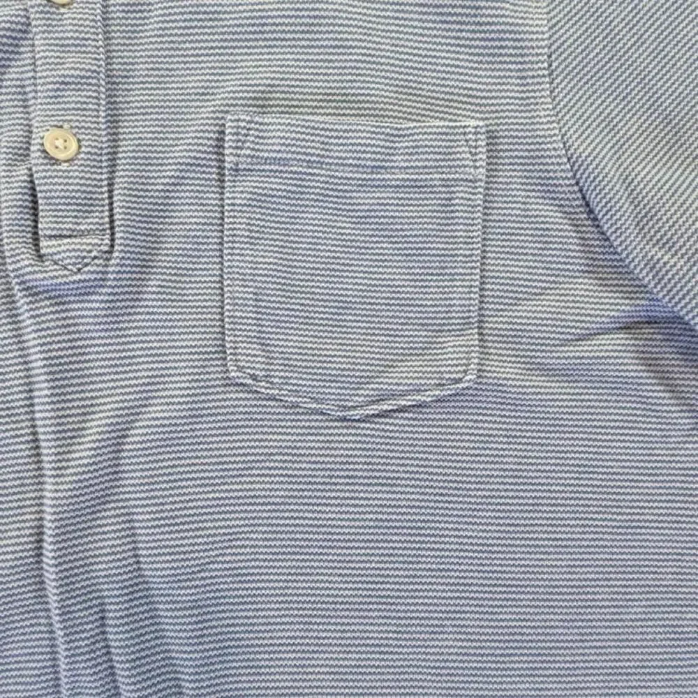 Banana Republic Men’s Polo Shirt Size L Blue White Stripe Chest Pocket